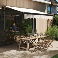 Outsunny 2.5 x 2m Electric Awning with Remote Controller, Aluminium Frame DIY Retractable Awning, UV30+ Sun Shade Canopy for Garden Patio Deck Door Window, Beige(m-2)