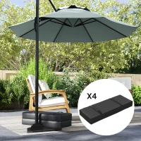 Outsunny Parasol Weights Set of 4, Parasol Base Weights Bags, 25kg Fillable Sandbag Weights with Handles, Cantilever Umbrella Base Weights, Black(m-7)