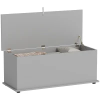 HOMCOM Storage Chest, Large 113L Blanket Box, Shoe Bench with Safety Hinged Lid, Storage Trunk, Bed End Bench for Bedroom, Hallway, Living room, Playroom, 100 x 40 x 40cm, Grey(m-11)