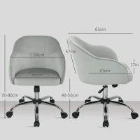 HOMCOM 46-56 cm Velvet-feel Office Chair - Grey(m-3)