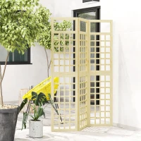 Outsunny 3-Panel Garden Privacy Screen, Freestanding Foldable Wooden Outdoor Divider/Trellis, Decorative Privacy Screen for Garden Patio, 120 x 170 cm, Natural Wood Finish(m-9)