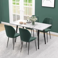HOMCOM Set of Four Flannel Relaxed Tub Dining Chairs - Green(m-4)