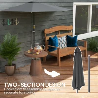 Outsunny 3(m) Half Parasol, Semi Round Umbrella with Metal Frame, Crank Handle for Balcony, Garden, Dark Grey(m-6)