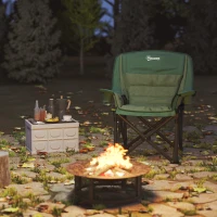 Outsunny Portable Padded Camping Chair, with Bag - Olive Green(m-9)