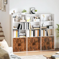 HOMCOM 5-Tier Bookcase with Adjustable Shelf - Rustic Brown(m-8)