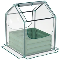 Outsunny 61 x 61cm Garden Planter Bed, with Cover - Green(m-1)
