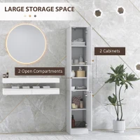 HOMCOM Tall Bathroom Storage Cabinet with Doors, Slim Bathroom Storage Unit with Adjustable Shelves, Freestanding Bathroom Storage Unit, White(m-5)