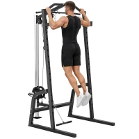 SPORTNOW Power Cage Power Rack with 15-Level Squat Rack, Cable Pulley System, Lat Pulldown & Pull Up Bar(m-10)