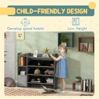 AIYAPLAY Toy Storage Unit with 8 Removable Bins, Storage Shelves, Cabinet, Grey(m-5)