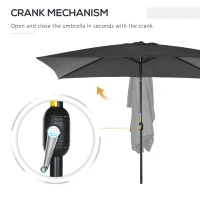 Outsunny 3x2m Garden Parasol Umbrella with Aluminium Pole, Tilt and Crank, Rectangular Outdoor Table Parasol Sun Shade for Patio, Black(m-5)