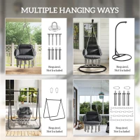 Outsunny Hanging Chair Outdoor Hammock Chair with Soft Cushion, Cotton Rope Boho Style Swing Chair, Hanging Garden Swing Seat for Indoor Outdoor, Dark Grey(m-7)