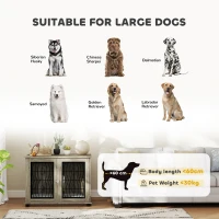 PawHut Indoor Dog Crate Furniture End Table with Soft Washable Cushion, Lockable Front Door, for Large Dogs - Grey(m-4)