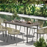 Outsunny Garden Table, Outdoor Dining Table for 6 People, 160 x 90 x 74 cm, with Rust Resistant Metal Frame, WPC Top, for Balcony, Terrace, Dark Grey(m-2)