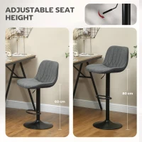HOMCOM Set of Two Linen-Look Bar Stools - Charcoal Grey(m-5)