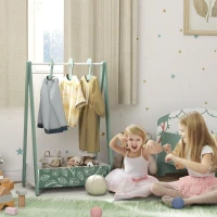 AIYAPLAY Baby Clothing Rack with Hangers, Storage Shelf for Bedroom, Leaf Theme, for Ages 3-6, Green(m-2)