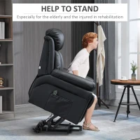 HOMCOM Power Lift Chair Recliner for Elderly, Electric Recliner Chair, Overstuffed Faux Leather Riser and Reclining Armchair with Remote Control, Side Pockets, for Living Room, Black(m-4)