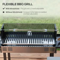Outsunny BBQ Rotisserie Grill Roaster Charcoal Spit Roasting Machine for Chicken Turkey with 3-Level Grill Grate, Side Shelves(m-5)
