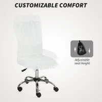 HOMCOM Plush Office Desk Chair, Modern Armless Swivel Vanity Chair with Adjustable Height for Home Office, Bedroom, Living Room, White(m-6)
