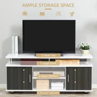 HOMCOM TV Cabinet Unit for TVs up to 50'' with Storage Shelf and Cupboards, Living Room Entertainment Center Media Console, Grey and White(m-5)