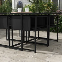 Outsunny 5 Piece Garden Dining Set with Breathable Mesh Seat, Adjustable Backrest, Tempered Glass Table Top for Patio, Black(m-8)