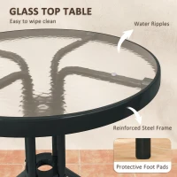 Outsunny 3 Pieces Patio Bistro Set with Stackable Chairs, Tempered Glass Table, for Outdoor, Balcony, Patio, Garden Charcoal Grey(m-6)