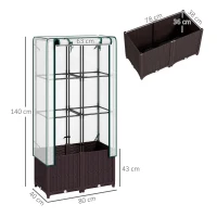 Outsunny Raised Garden Bed with Trellis, Plastic Planter Box with PE Cover, Drainage Holes, Drain Plugs and Water Reservoirs for Climbing Plants, Vegetables, Flowers, 80 x 40 x 140 cm(m-3)