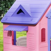 AIYAPLAY 5-in-1 Playhouse for Kids Outdoor Indoor with Basketball Hoop, Football Goal, Dartboard, Ring Toss for 2-5 Years, Pink(m-9)