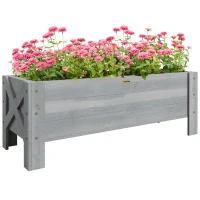 Outsunny 58L Garden Raised Bed Planter Grow Containers for Outdoor Patio Plant Flower Vegetable Pot Fir Wood, 100 x 36.5 x 36 cm, Grey(m-10)