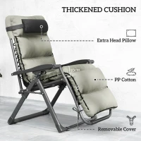 Outsunny Set of Two Reclining Sun Loungers, with Cushion - Grey(m-6)