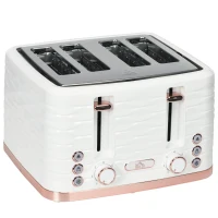 HOMCOM Four-Slice Rippled Toaster - White(m-1)
