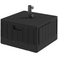 Outsunny Garden Parasol Base Outdoor Umbrella Stand with Wheels Handles, Garden Umbrella Base, Filled Up to 80kg with Stand or 50kg with Water for 38, 48 mm Poles, Black(m-11)