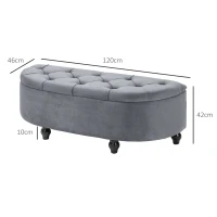 HOMCOM Velvet-Feel Half Circle Storage Ottoman - Dark Grey(m-3)