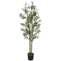 HOMCOM Decorative Artificial Plant, 175 cm Silk Olive Tree with 787 Leaves in Cement Pot, Fake Plant(m-11)