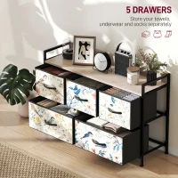 HOMCOM 5-Drawer Chest of Drawers - White(m-4)