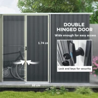 Outsunny 11 x 5.6ft Galvanised Steel Garden Shed, Metal Shed, Garden Storage Shed with Lockable Doors and Gloves for Outdoor Patio, Garden, Grey(m-6)