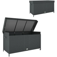 Outsunny 627 L Rattan Storage Box - Black(m-1)