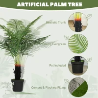HOMCOM 120cm Artificial Areca Palm Tree with 9 PE Leaves, Decorative Artificial Plant with Plastic Pot and Flocked Soil, Fake Plant for Home Office Decor, Green(m-4)