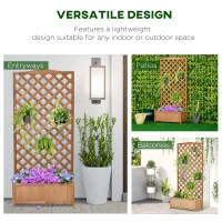 Outsunny Wooden Planter with Trellis, Freestanding Raised Bed for Garden with Lattice, Outdoor Planter Box for Climbing Plants, Vines, Flowers, 76 x 36 x 170 cm, Brown(m-4)