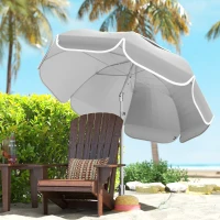 Outsunny Beach Umbrella Portable with Sand Anchor, Carry Bag, Adjustable Height & Tilt, UPF50+ UV Protection, Grey(m-9)