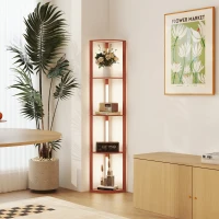 HOMCOM Corner Floor Lamp for Living Room Bedroom with Dimmable Warm White LED Light, Modern Tall Standing Lamp, Brown(m-9)