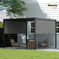 Outsunny 3 X 3 Meters Pergola with Sliding Roof, Garden Gazebo with Adjustable Sun Shade Canopy and Steel Frame, Charcoal Grey(m-2)