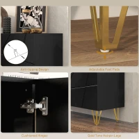 HOMCOM Modern Luxe High Gloss Sideboard, with Hairpin Legs - Black(m-7)