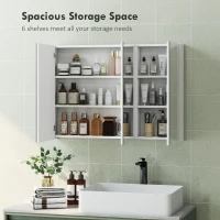 HOMCOM Three-Mirror Bathroom Storage Cabinet - White(m-4)
