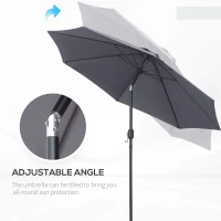 Outsunny 2.7M Garden Parasol Umbrella with Glass Fibre Ribs and Aluminium Frame, Tilting Sun Shade Shelter Canopy, Charcoal Grey(m-5)
