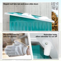 Outsunny 7 x 4ft Galvanised Steel Garden Shed, with Lock and Gloves - Green(m-8)