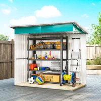 Outsunny 7 x 4ft Galvanised Steel Garden Shed, with Lock and Gloves - Green(m-9)