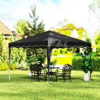 Outsunny 3 x 3cm Adjustable Height Pop-Up Gazebo, with Bag - Black(m-8)