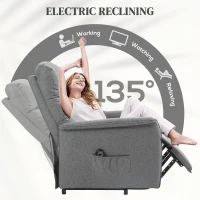HOMCOM Electric Riser Recline Armchair, with Footrest - Grey(m-5)