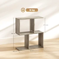 HOMCOM Side Table, Narrow End Table with Storage Shelves, S-Shaped, 3-Tier, 50W x 19.5D x 58H cm, Grey(m-3)