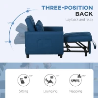 HOMCOM Linen-Look Single Chair Bed - Blue(m-5)